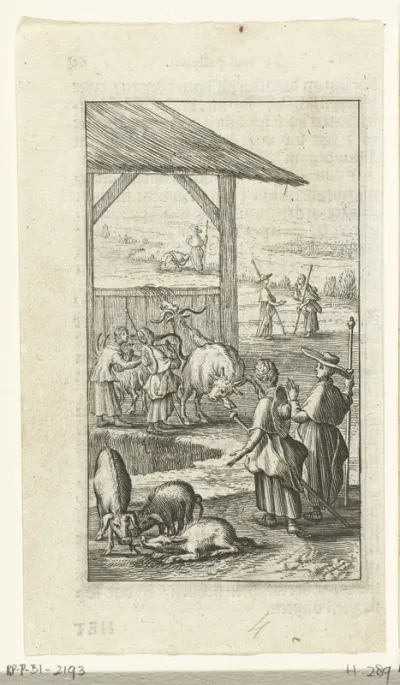 Duyfken en Willemynken bij varkens en trappende koe