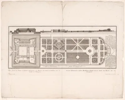 Dwarsdoorsnede en plattegrond van Schloss Gaibach