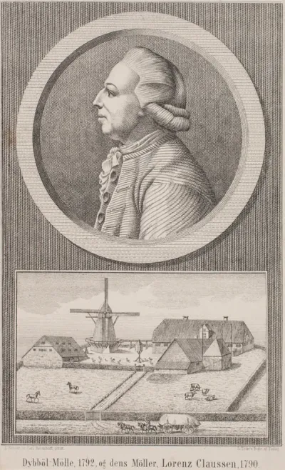 Dybbøl mølle, 1792, og dens møller Lorenz Claussen, 1790