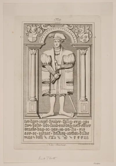 E. O. Thotts gravsten. Illustration til ”Nobilitas Daniae ex monumentis”