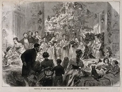 East London Hospital for Children, Shadwell: a party in one of the wards on New Year's Eve