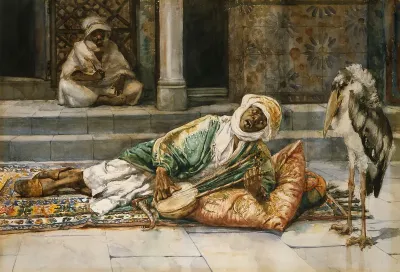 Eastern scene with a marabout.