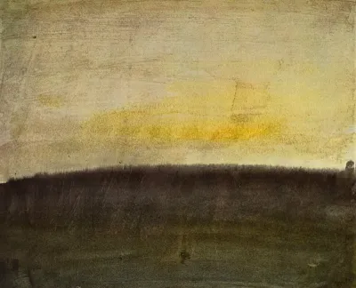 Ébauche avec couleur : le ciel rose