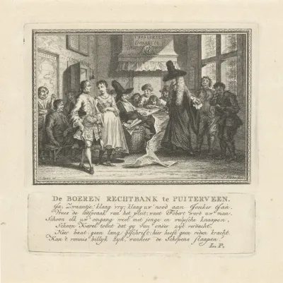 Echtpaar bij de dorpsrechtbank van Puiterveen