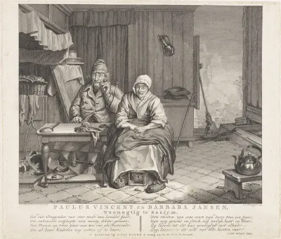 Echtpaar in een boeren interieur