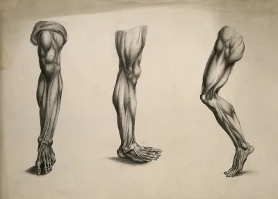 Écorché legs: three figures