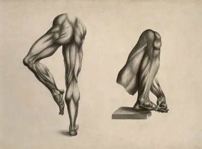 Écorché legs: two figures