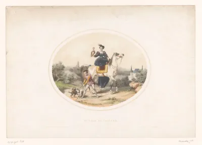 Edelvrouw met valk te paard