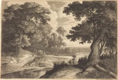 Edge of a Wood with Peasants Going to Market