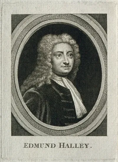 Edmund Halley. Line engraving after Sir G. Kneller