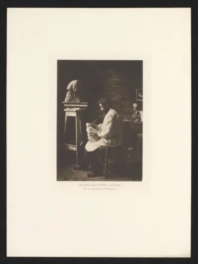 Eduard Jacobs aan het werk in zijn atelier
