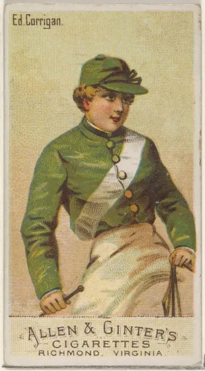 Edward Corrigan, from the Racing Colors of the World series (N22a) for Allen & Ginter Cigarettes