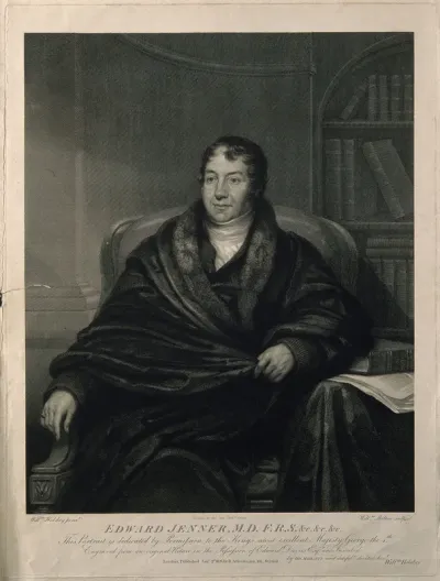Edward Jenner. Line engraving by W. Skelton after W. Sharp, 1826, after W. A. Hobday, 1821