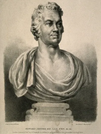 Edward Jenner. Lithograph by M. Gauci, 1823, after C. Manning, 1805