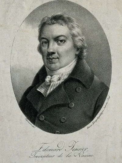 Edward Jenner. Lithograph by P. R. Vignéron, 1824, after J. R. Smith, 1800