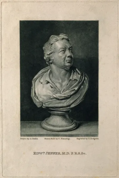 Edward Jenner. Mezzotint by T. Hodgetts after A. Chalon after C. Manning, 1805