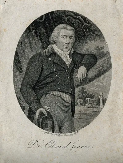 Edward Jenner. Stipple engraving by Hoppe, 1803, after J. R. Smith, 1800