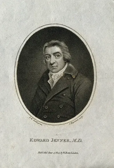 Edward Jenner. Stipple engraving by J. Hopwood, 1803, after J. R. Smith, 1800