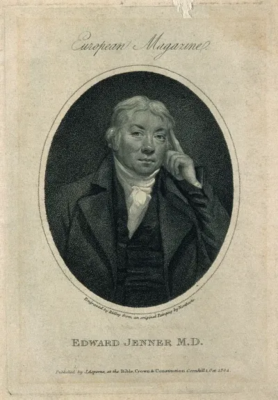 Edward Jenner. Stipple engraving by W. Ridley, 1804, after J. Northcote, 1803