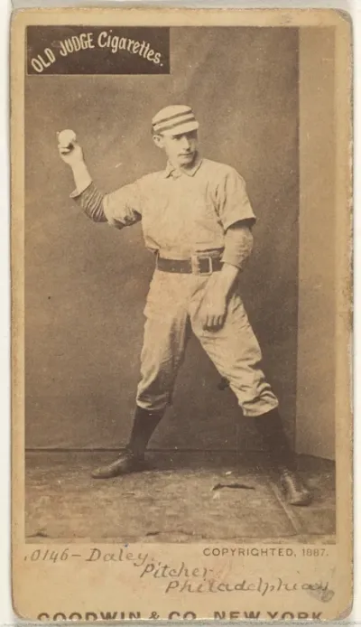 Edward M. Daily, Pitcher, Philadelphia, from the Old Judge series (N172) for Old Judge Cigarettes