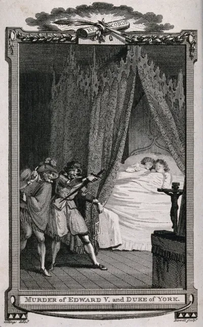 Edward V and the Duke of York are about to be murdered in their beds by two assassins
