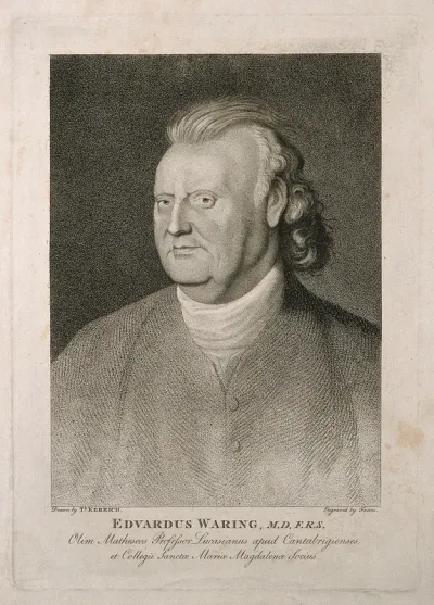 Edward Waring. Stipple engraving by J.G. and G.S. Facius after T. Kerrich
