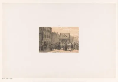 Een beroemd Amsterdammer der 15de eeuw (Willem Eggert) op de Plaetse (den Dam).