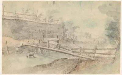 Een boomstam als bruggetje over een rivier