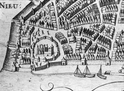 Een detail uit een gravure van G. Braun en Frans Hogenberg.