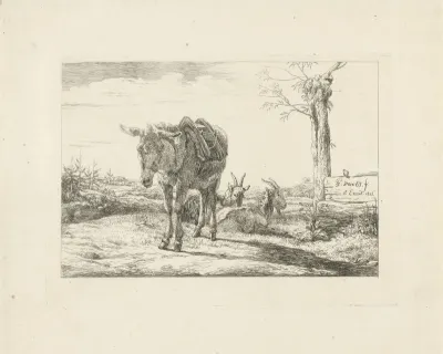 Een ezel en twee geiten
