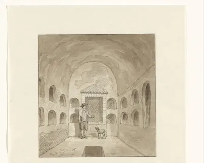 Een gids in een catacombe bij Pozzuoli