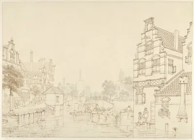 Een gracht in een stad