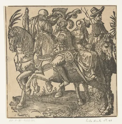 Een groep van vier ruiters
