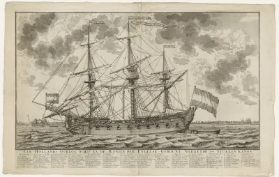 Een Hollands Oorlog Schip na de Manier der Engelse Gebouwt Voerende 44 Stukken Kanon
