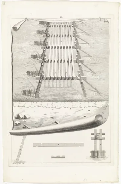Een houten brugconstructie