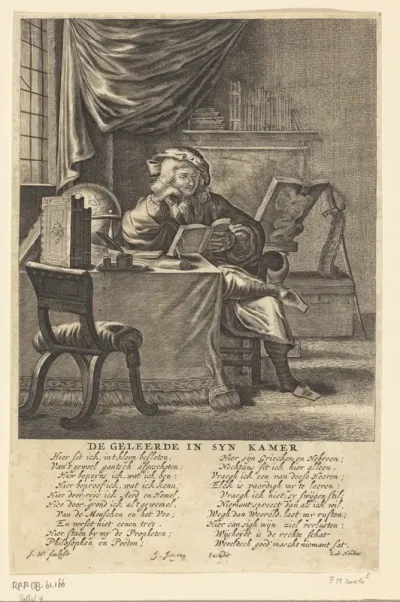 Een man in een studeervertrek