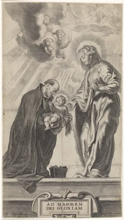 Een onbekende heilige met het christuskind in de armen