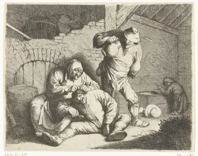 Een oude vrouw luist een man