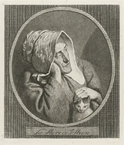 Een oude vrouw met kat
