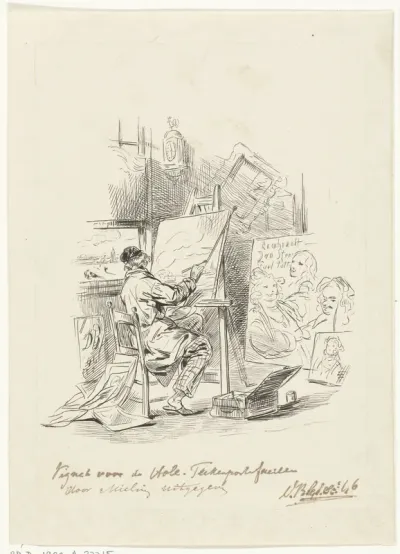 Een schilder in zijn atelier
