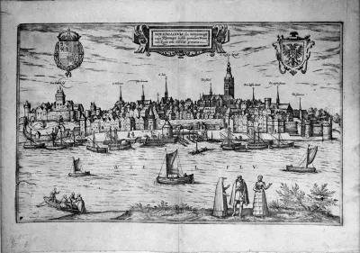 Een stadsgezicht; gravure van G. Braun en Frans Hogenberg