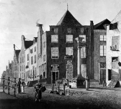 Een tekening van Jan van Leeuwen,  een aquarellist en tekenaar van landschappen  en stadsgezichten werkzaam in de eerste helft van de 19e eeuw over wie verder geen gegevens bekend zijn. Afgebeeld is het huis De Ster (Die Sterre), gesloopt in 1958, op