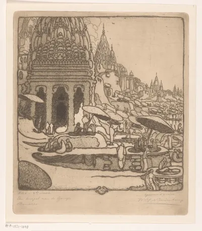 Een tempel aan de Ganges, Benares