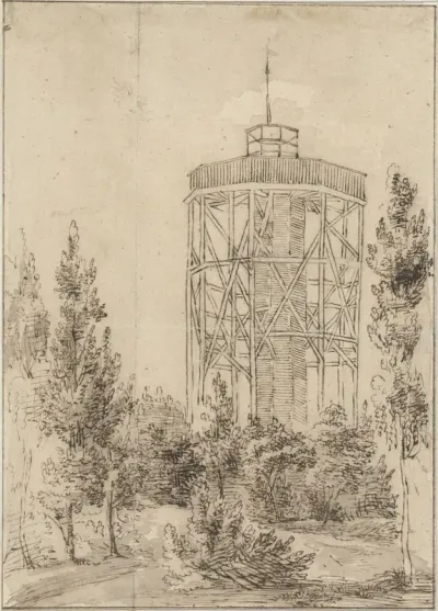 Een uitkijktoren in een bos