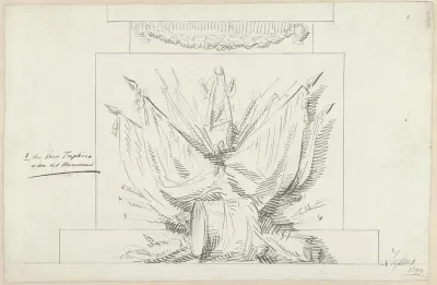 Een van de vier trofeeën voor het monument op het Nationale feest ter viering van de Vrede van 17 december 1799