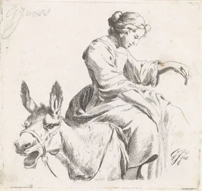 Een vrouw op een ezel
