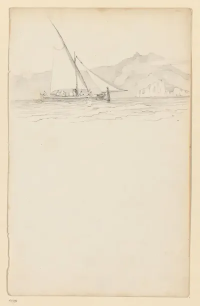 Een zeilschip voor de kust