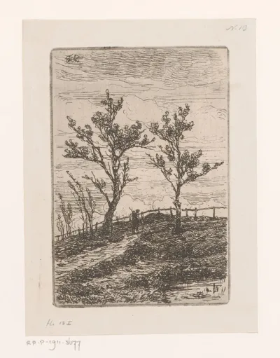 Eenzame wandelaar in een landschap