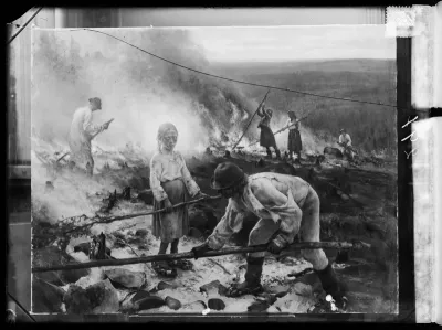 Eero Järnefelt: "Raatajat rahanalaiset/Kaski" vuodelta 1893