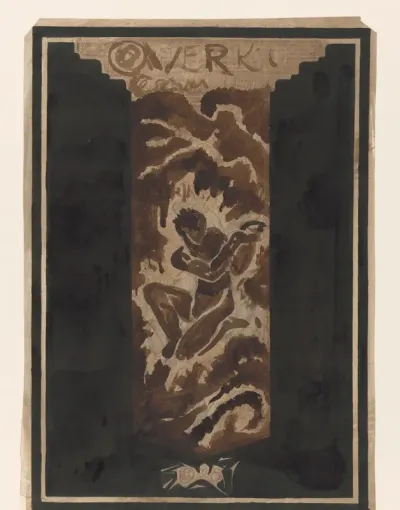 Eerste ontwerp voor de boekband voor Over Kunst, II, door R.N. Roland Holst